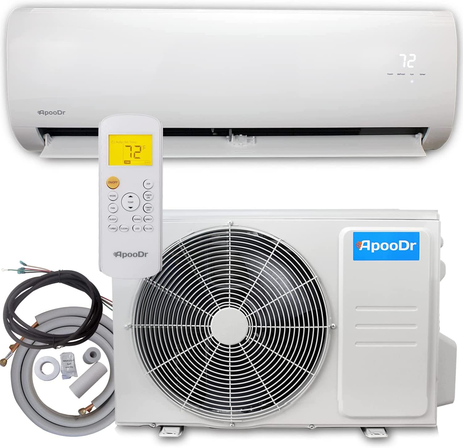 18000 BTU ミニスプリットエアコンダクトレスインバーターシステム 18.3 SEER2 ヒートポンプ 220V 1.5 トン付き、カスタマイズ