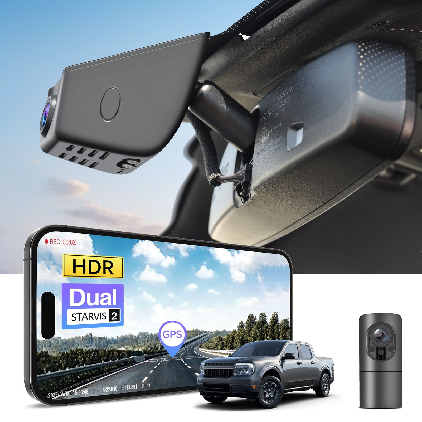 Mangoal 4K STARVIS 2 IMX678 IMX675 センサーダッシュカムフォードマーベリック 2022-2026 車カメラレコーダー WiFi