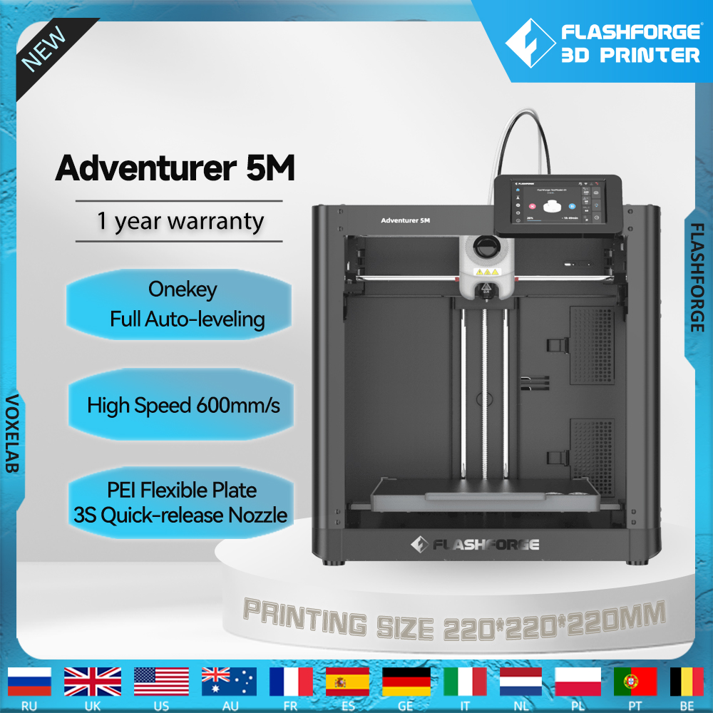 Flashforge Adventurer 5M 3D プリンタ 高速フルオートレベリング ダイレクト押出機 フレキシブル PEI プレート 電力損失回復