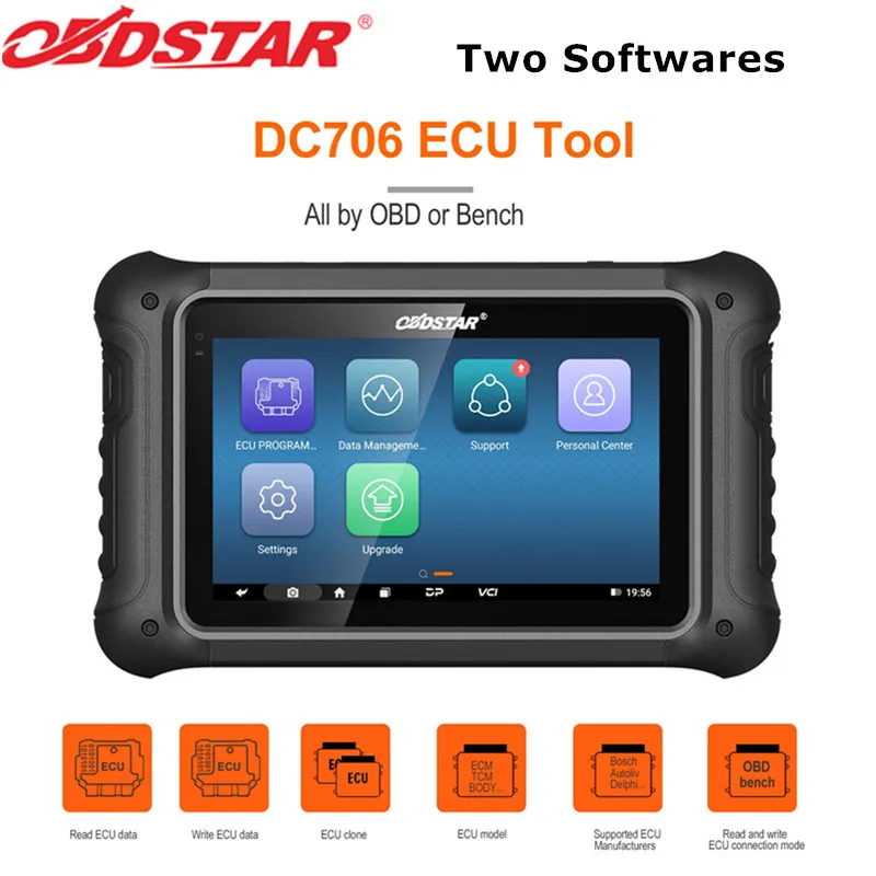 OBDSTAR DC706 ECU Tool for Car and Motorcycle with ECM/TCM/BODY ECU Clone by OBD or BENCH Two Softwares