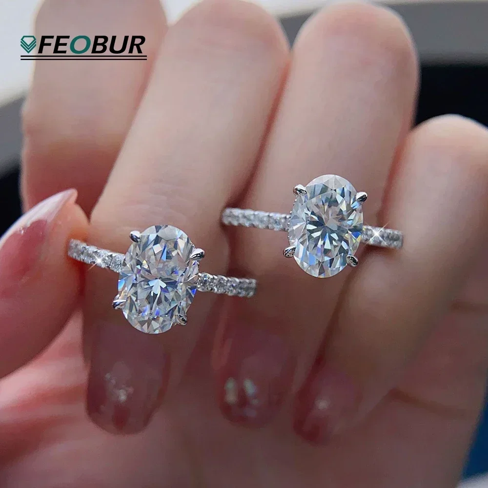 4.5CT オーバルカットフルモアッサナイト婚約指輪女性用 S925 シルバーメッキ 18 K ゴールド隠しハローダイヤモンド結婚指輪 JewelryGRA