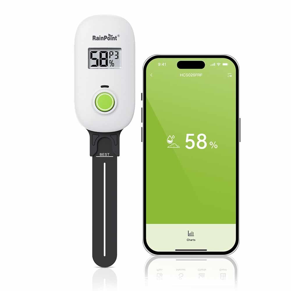 RAINPOINT Wifi スマートデジタルワイヤレス植物水分計、放置型土壌湿度計センサー、リアルタイムモニター湿度テスター