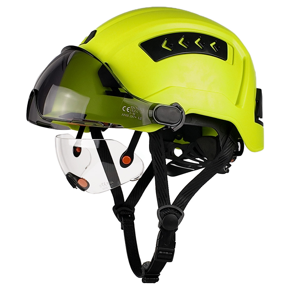 CE 安全ヘルメットダブルゴーグルスライディング通気 ABS ハードハット建設現場ワークキャップ産業工学用保護