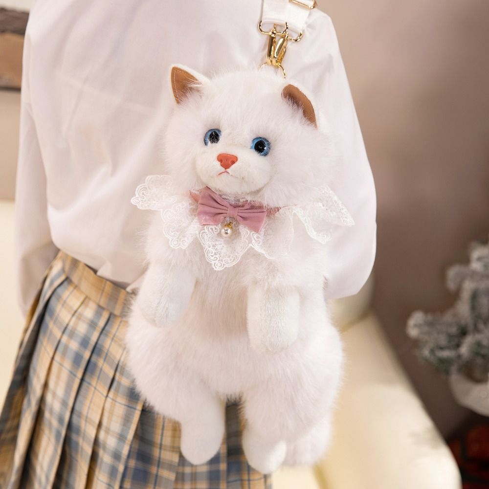 超現実的な模擬人形猫バックパックぬいぐるみかわいいぬいぐるみ猫スクールバッグ漫画旅行収納