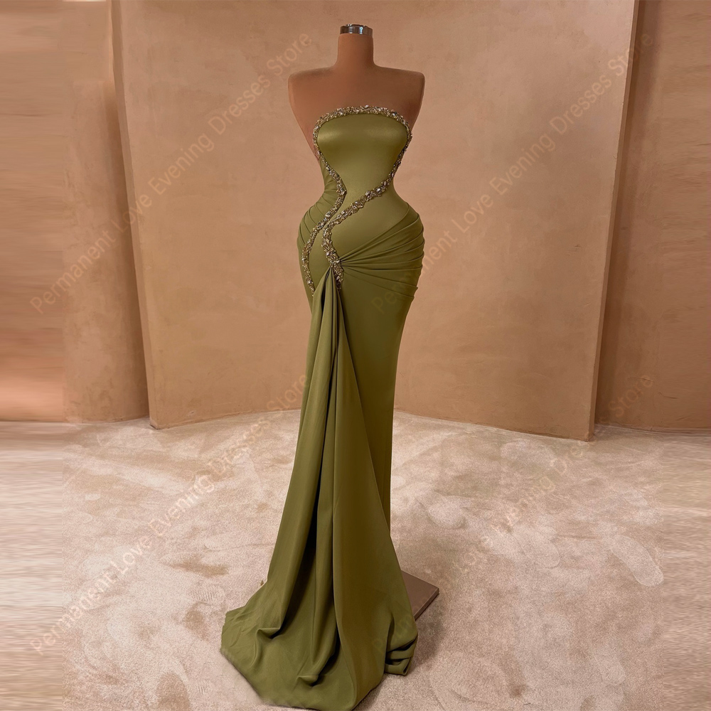 セクシーな女性マーメイドイブニングドレス恋人の襟ノースリーブガウンカクテルパーティーモップ丈 Vestidos デノーチェカスタマイズ