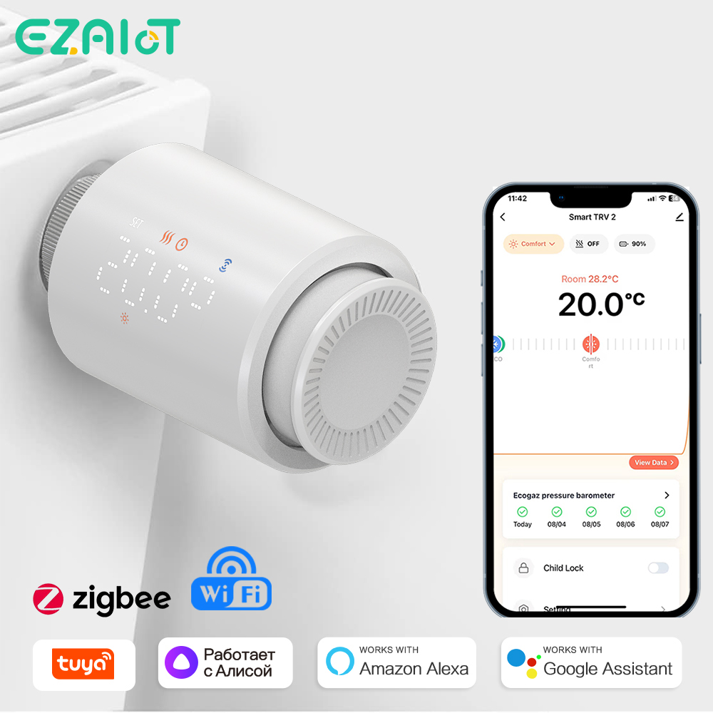 スマート WiFi ZigBee TRV Tuya ラジエーター サーモスタット バルブ APP リモコン プログラマブル温度コントローラー Alexa Google ホーム
