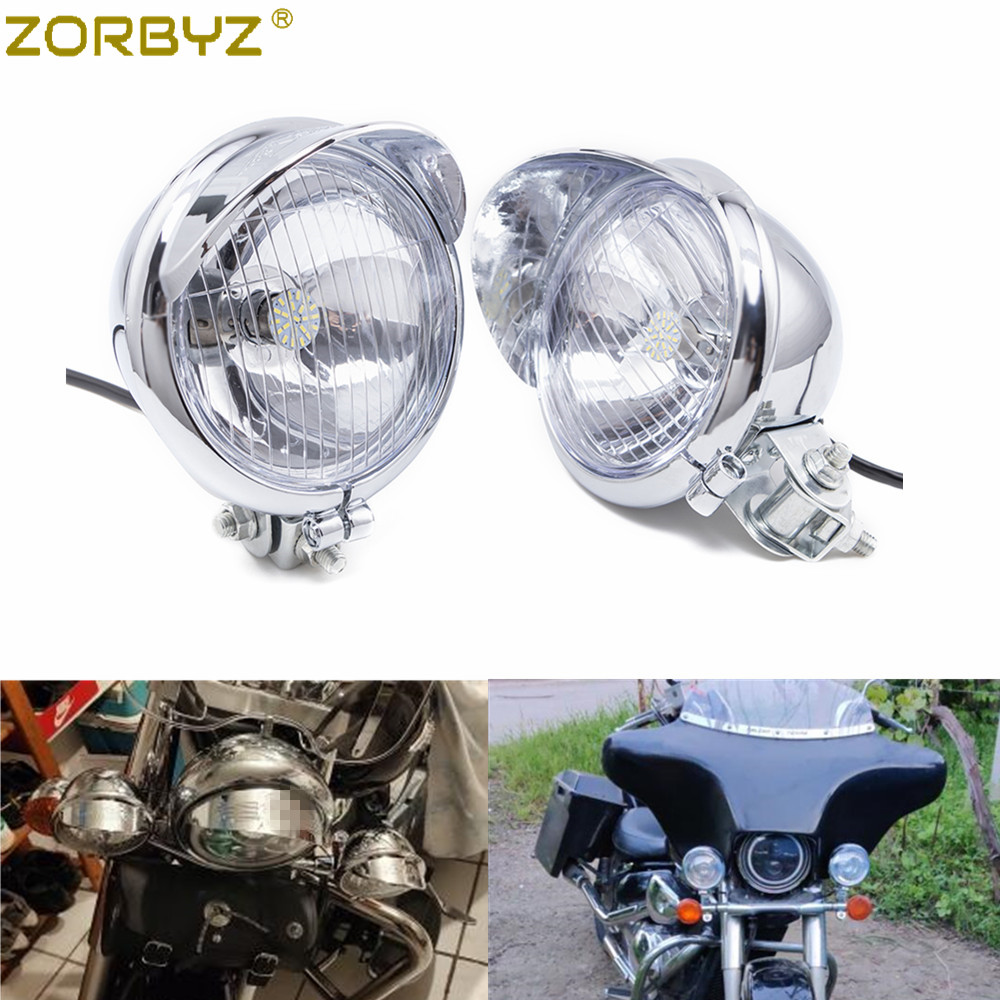 ZORBYZ 2x クローム LED 弾丸駆動パッシングスポットフォグライトハーレーホンダツーリングボバーチョッパーカスタムオートバイ