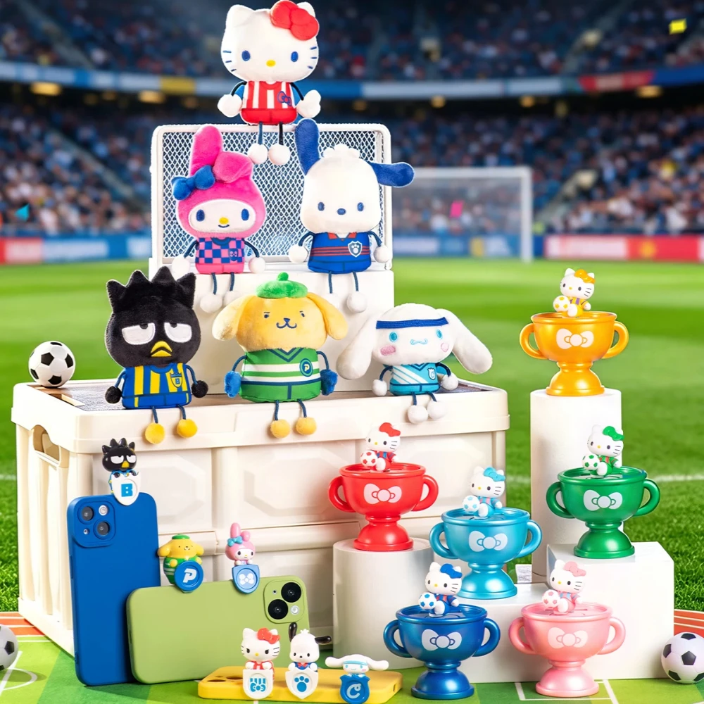 新しいサンリオキャラクターサッカーマッチシリーズブラインドボックスキティ周辺機器人形ペンダントキーホルダーデスクトップフィギュア飾りミステリーバッグ