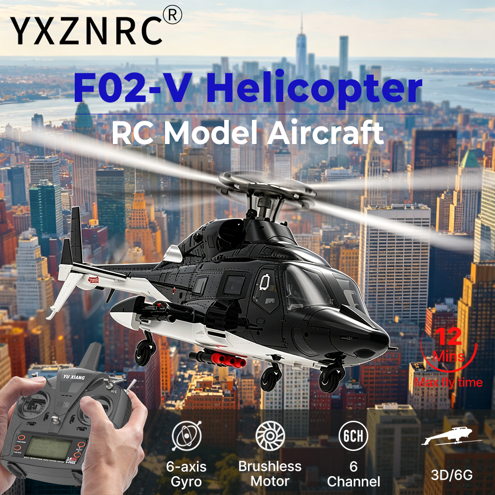 YUXIANG RC ヘリコプト F02-V 3D 飛行飛行機 6CH デュアルブラシレスモーター 6 軸ジャイロ 1/34 スケール Airwolf リモートコントロールヘリコプター