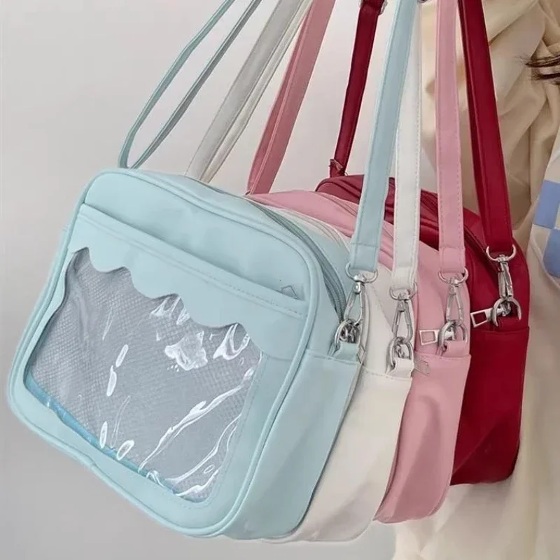Japanese Harajuku Women's Ita Bag PU Transparent Pocket Itabag High School Girl Uniform JK Crossbody Shoulder Bag Handbag