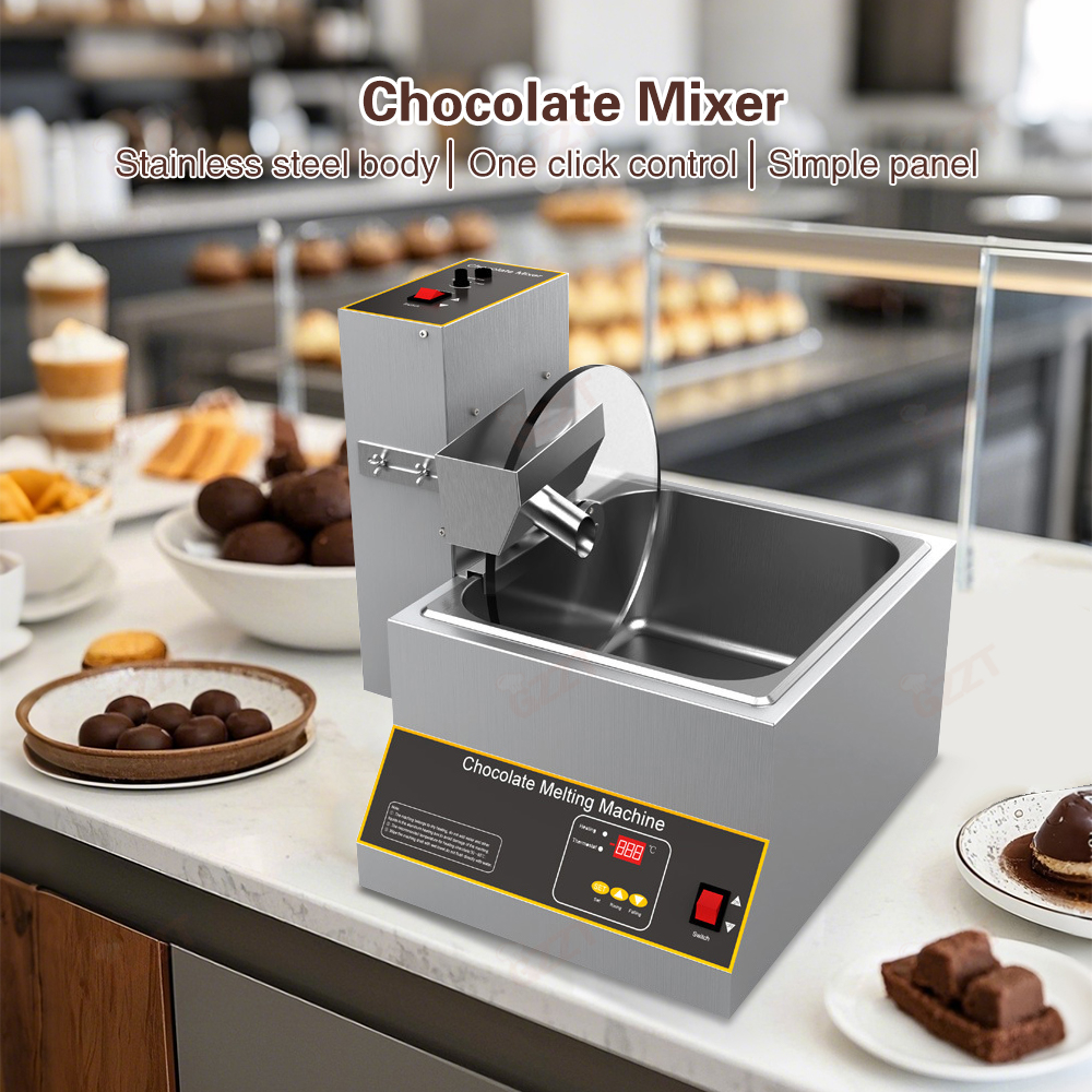 GZZT QKLJB 電気チョコレートミキサー 8L/12KG チョコレート溶解加温機商業チョコレートディスペンサーマシン 110V-220V
