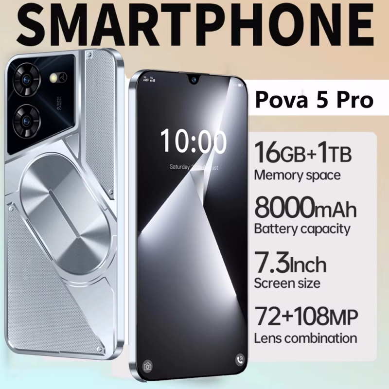 新しい Pova 5 プロ携帯電話 7.3 HD スマートフォン 5 グラムデュアル SIM 携帯電話 16 ギガバイト 1 テラバイト Android 携帯電話 Snapdragon 8 gen3 グローバルバージョン