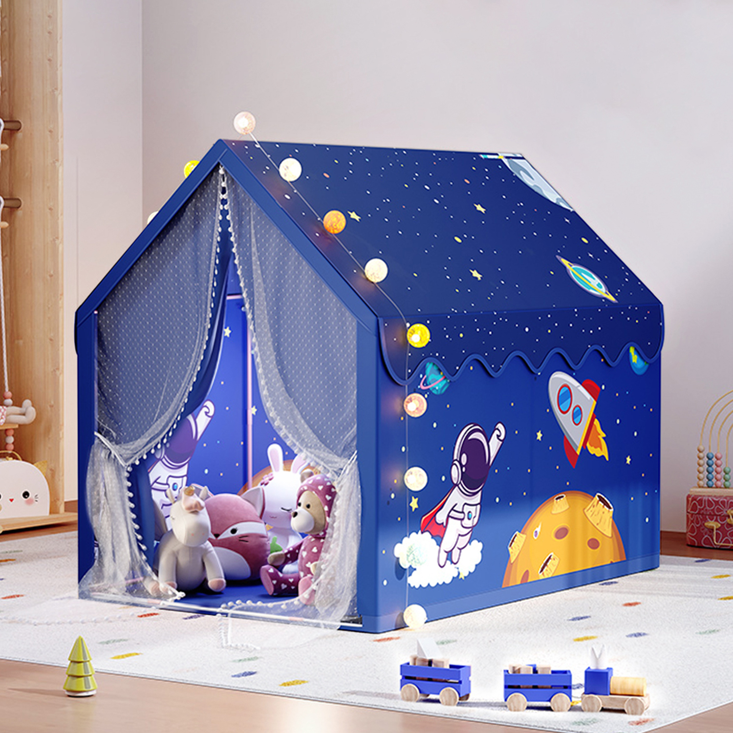 キッズプレイテント宇宙飛行士スタイルの男の子のゲームルームテントは、お子様の屋内インタラクティブおもちゃへの完璧なギフトです（シングルテント）