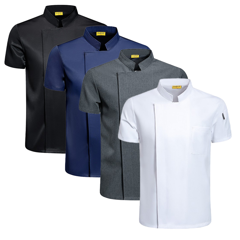 ホテルケータリングウェイターシャツ夏レストランキッチンクックジャケットベーカリーウェイターコートピザシェフ制服ダイニングホール作業服