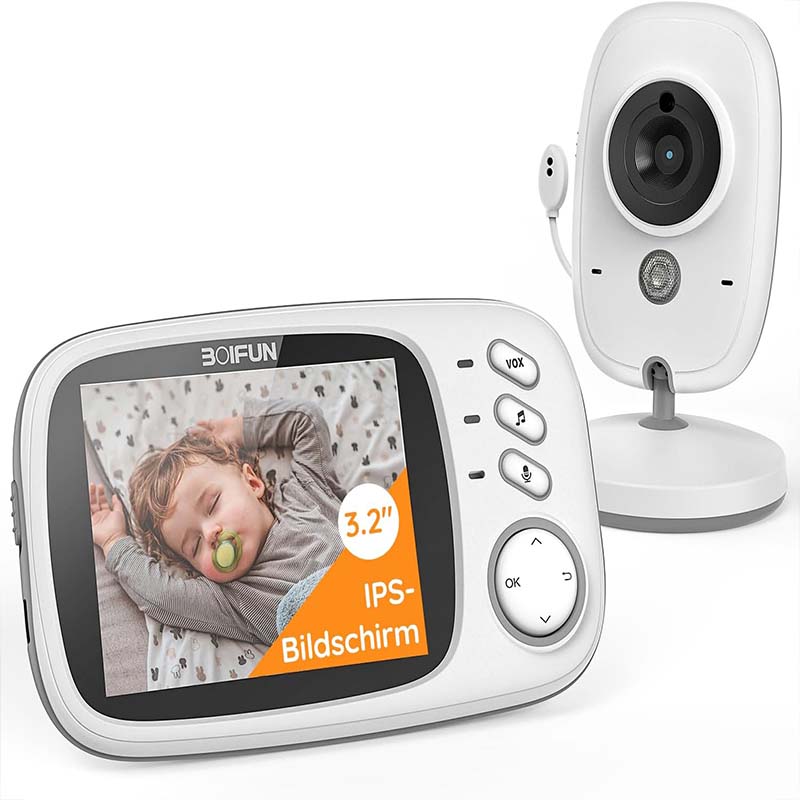 Boifun 3.2 インチデジタル LCD スクリーンワイヤレスベビーモニター、カメラ付き、VOX 付き監視、ナイトビジョン、温度モニター