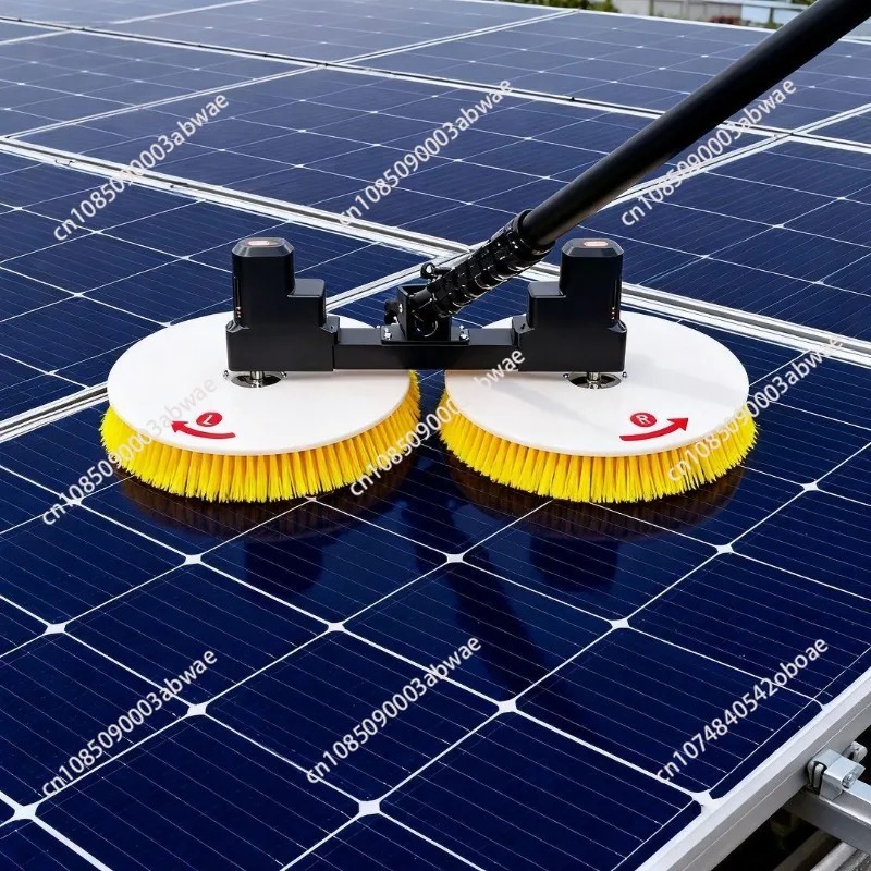 電気ソーラーパネルクリーニングブラシダブルヘッド多機能PV太陽光発電クリーニングツール