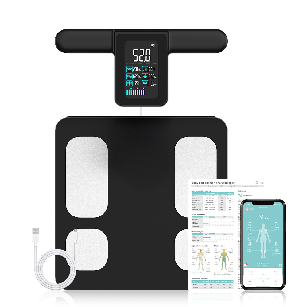 Fitdays 体重および脂肪率用スケール、8 電極高精度スケール BMI 20 体組成測定用