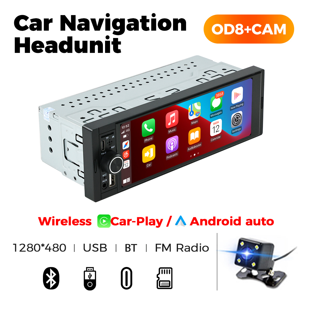 MEKEDE 6.86 インチ 1din ユニバーサルカーマルチメディアスマートスクリーン有線ワイヤレス Andriod 自動 CarPlay ステレオ FM 自動ラジオ BT USB TF