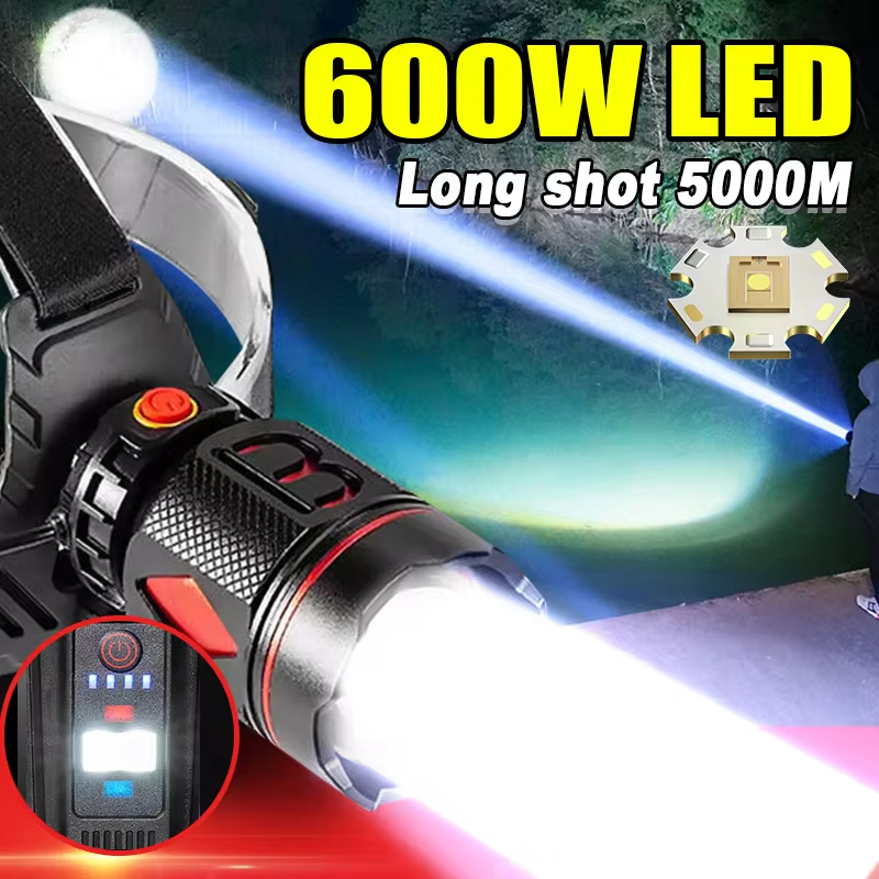 最も強力な LED ヘッドランプ 10000000LM 超高輝度ハイパワー USB 充電式防水ヘッドライトキャンプ釣りヘッドランタン
