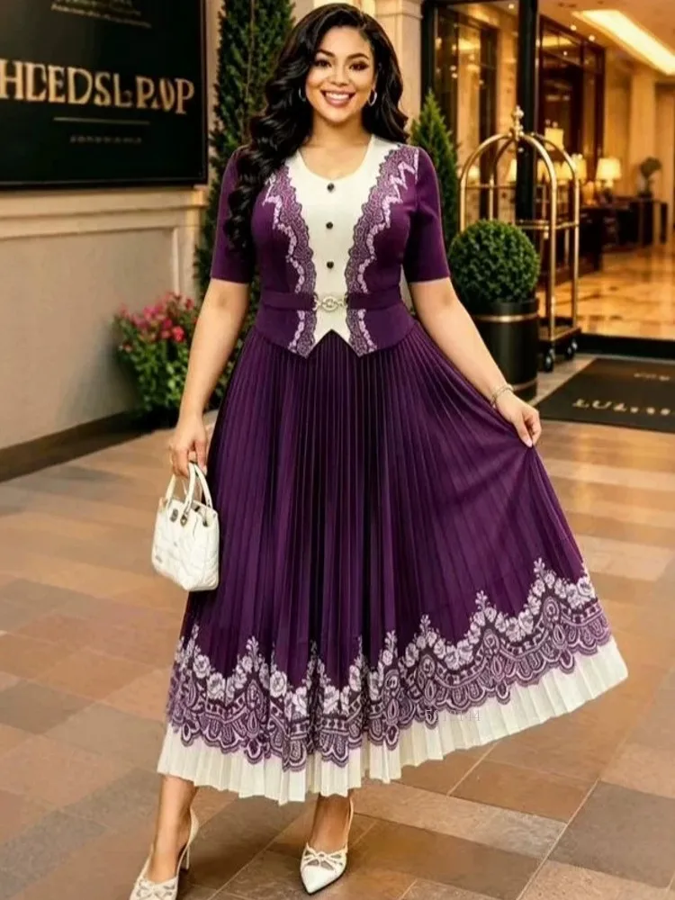 2026 アフリカのドレス女性のためのエレガントな夏半袖 Dashiki プリーツマキシドレス伝統的なアフリカ服妖精 Dreaes