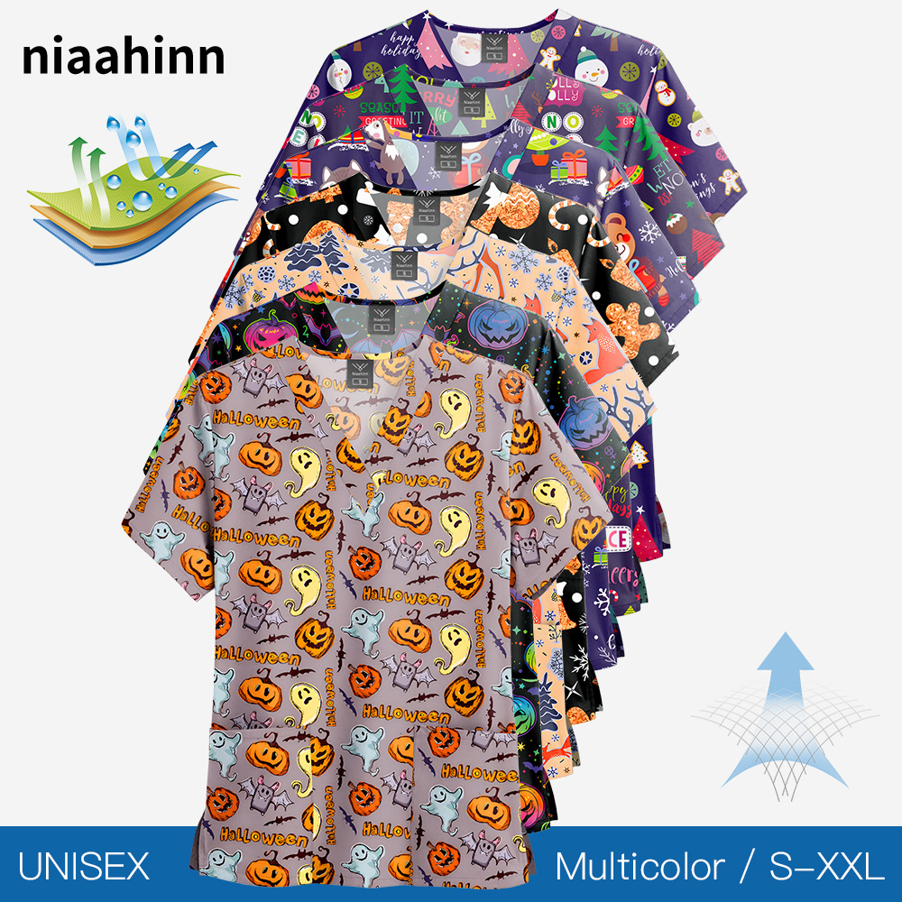 NiaaHinn スパドクター看護ブラウス手術制服トップス女性医療ナース Tシャツ美容院作業服ペットドクタースクラブトップス