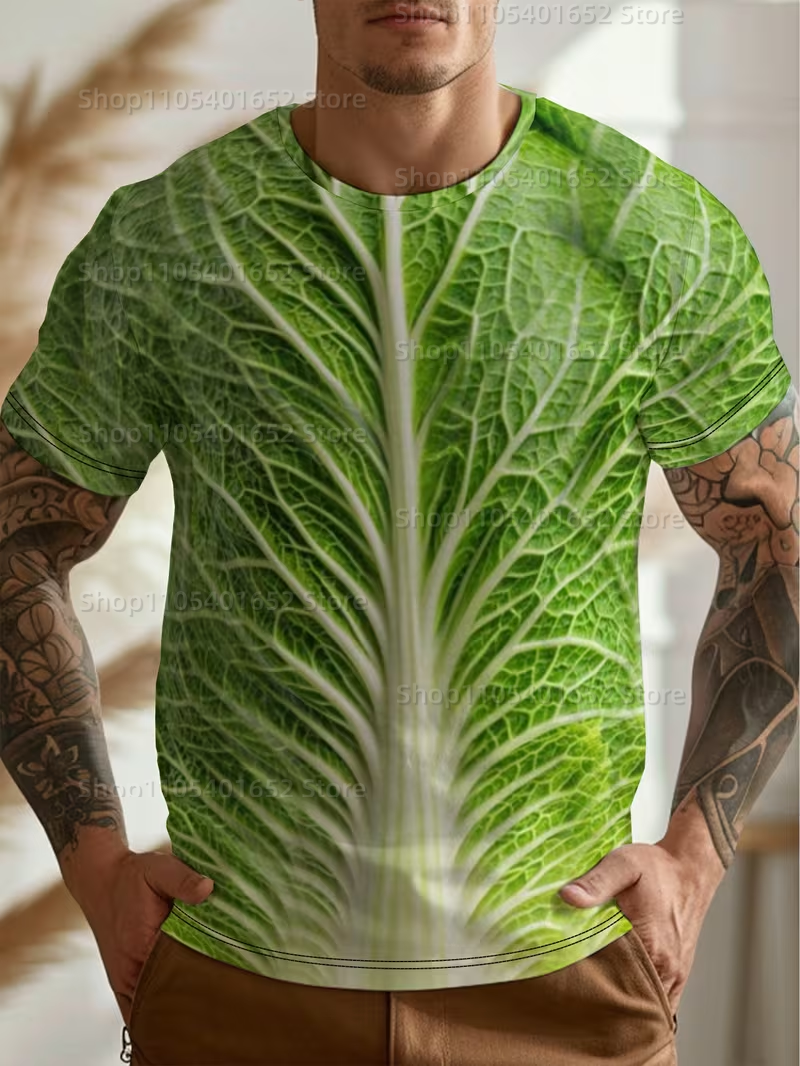 面白いキャベツレタス Tシャツ野菜 3D プリント男性女性半袖 Tシャツ原宿 Y2K トップス特大 Tシャツ紳士服