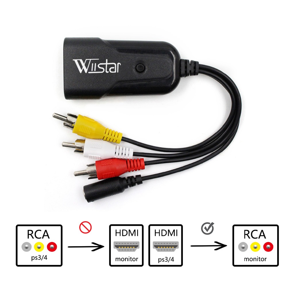 WIISTAR HD 1080P HDMI AV/RCA CVBS コンポジットビデオオーディオ変換アダプタミニ HDMI2AV 用 TV スティック用 PAL/NTSC をサポート