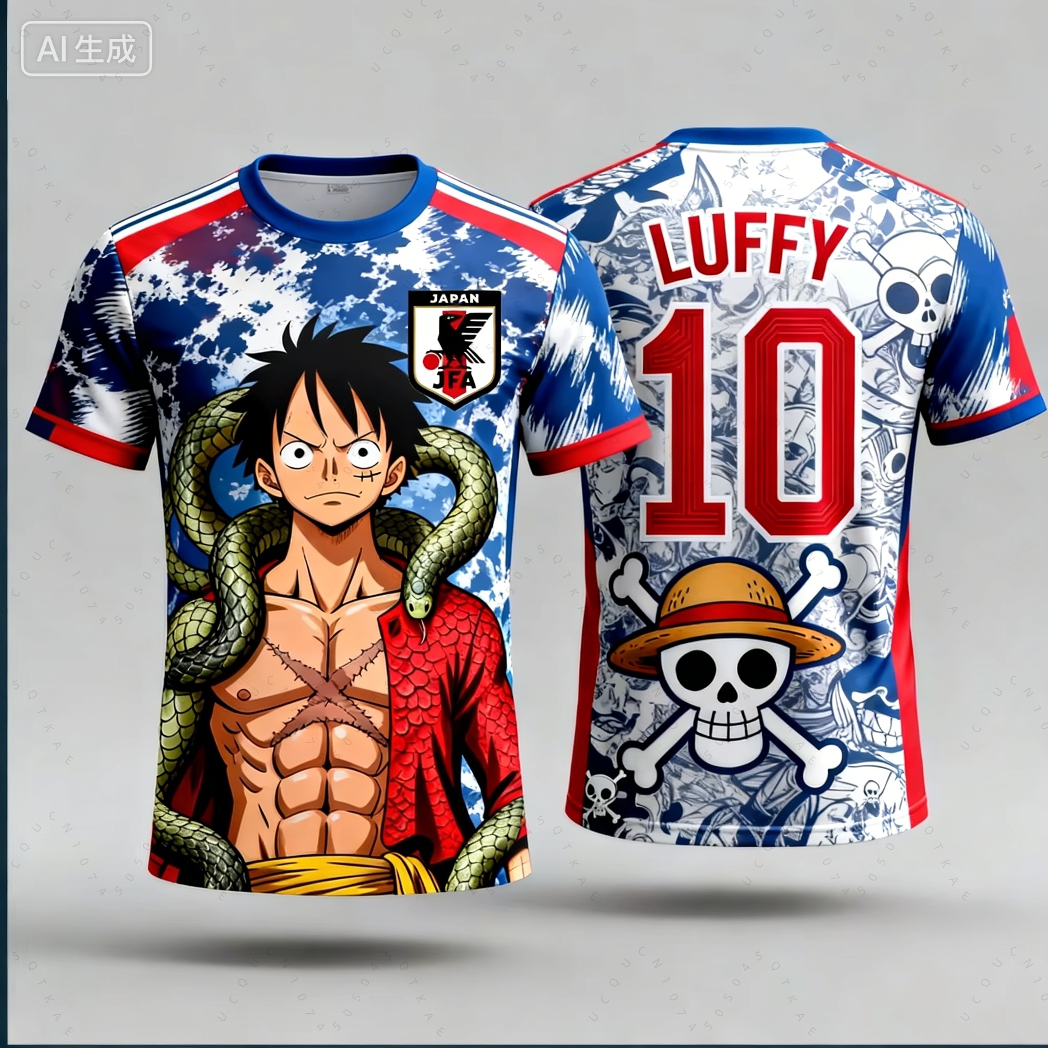 2026 日本ワンピースルフィサッカージャージ Tシャツ子供サッカー特別ジャージキット大人男性の女性の速乾性スウェットシャツ