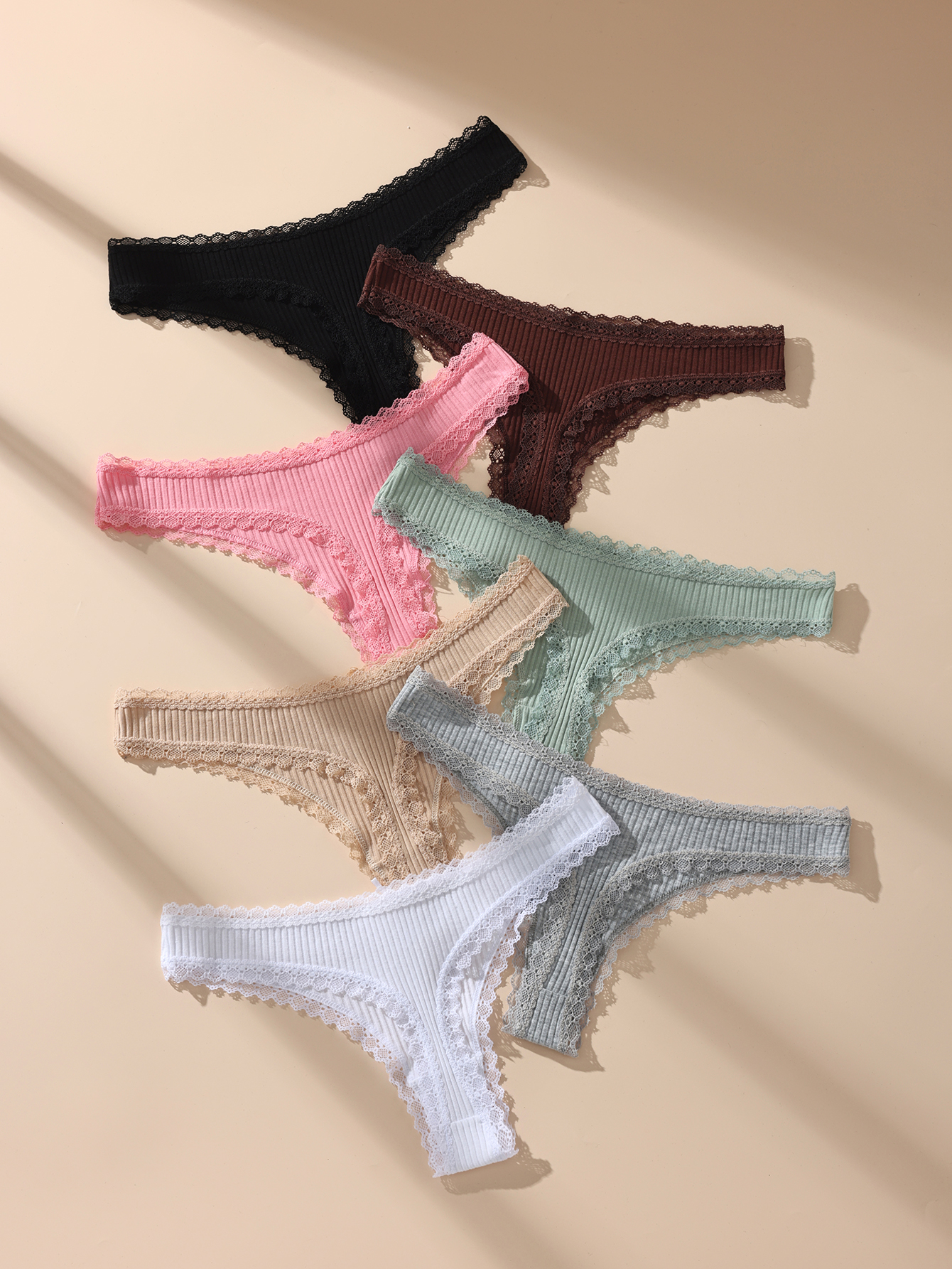 7 ピース/セット女性皮ひもパンティー綿のセクシーなレースの下着タンガ固体 T バックパンツソフトパンツ G ストリング女性ランジェリー S-XL