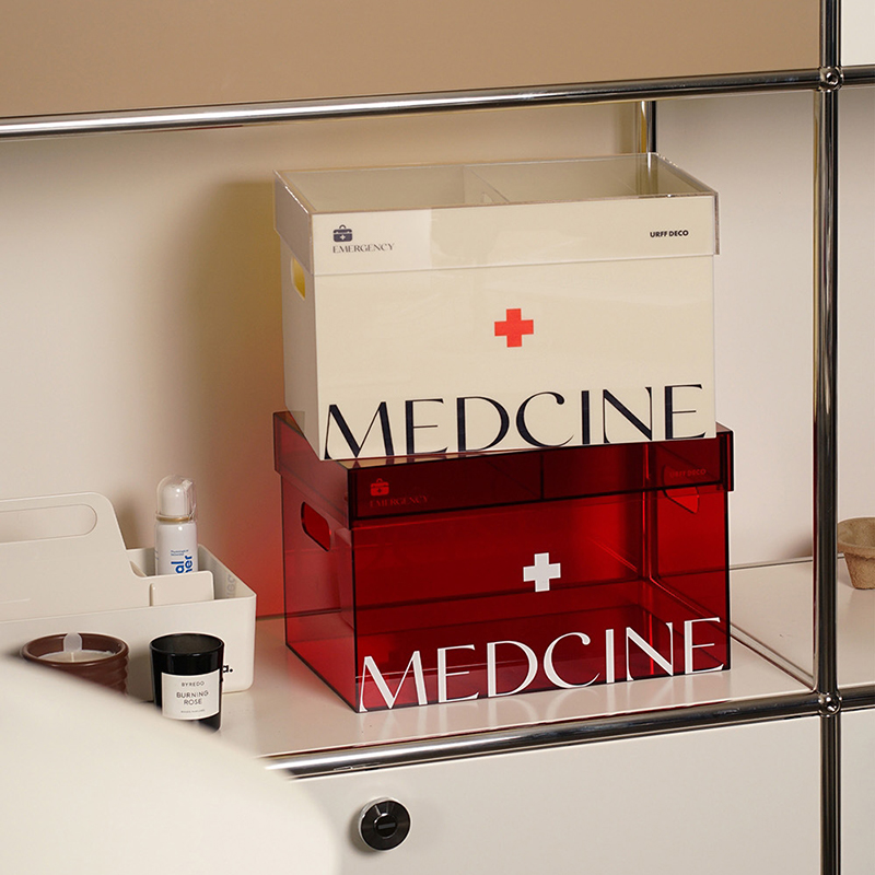 アクリル薬箱大容量家庭用薬収納ボックス防塵緊急医療応急処置ケース