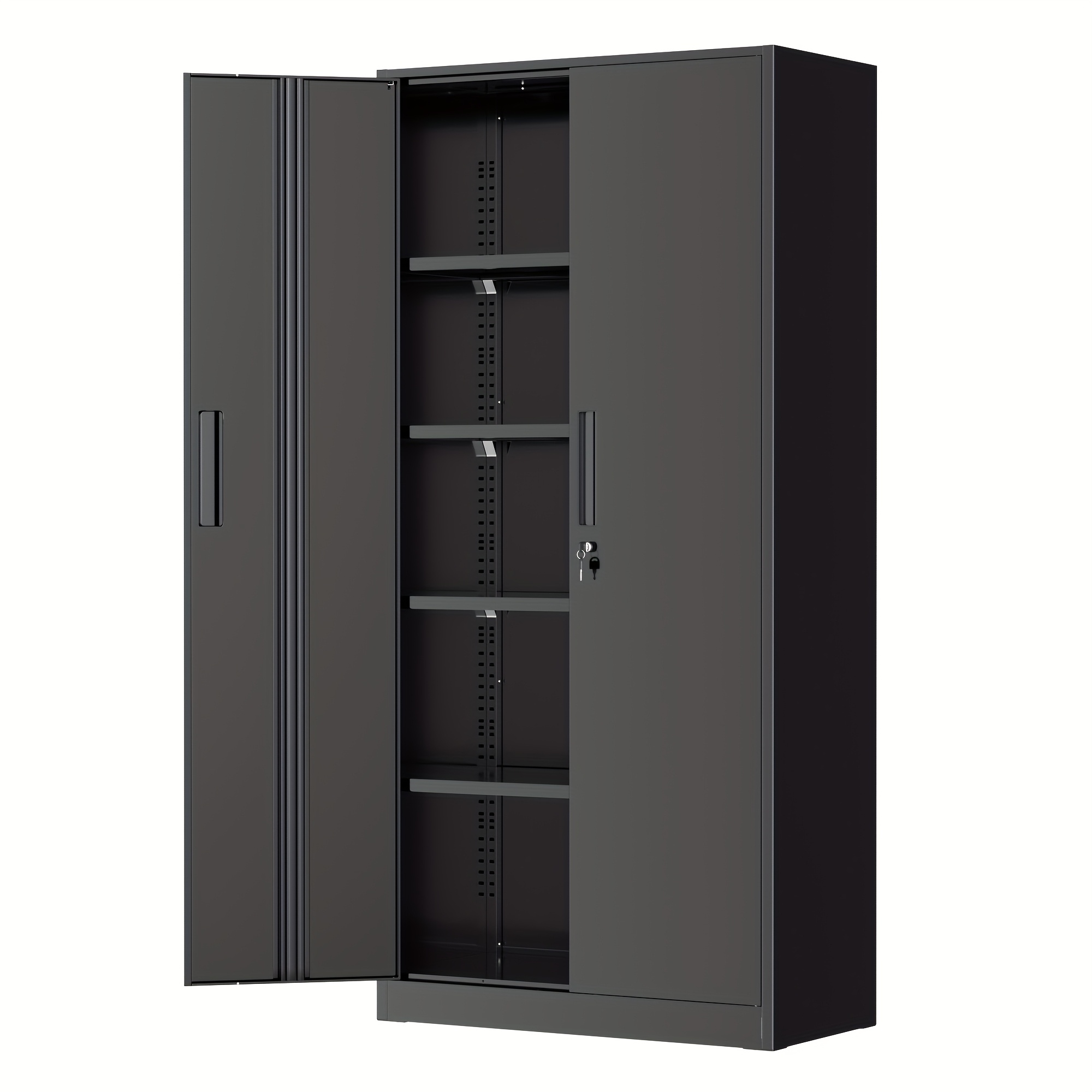 金属製収納キャビネット、高さ71インチ/36インチ、ガレージ用収納キャビネット、調節可能な棚とロック可能なドア付き、ガレージ、ジム、ホームオフィス、学校用のクローゼット収納と整理、組み立て簡単。