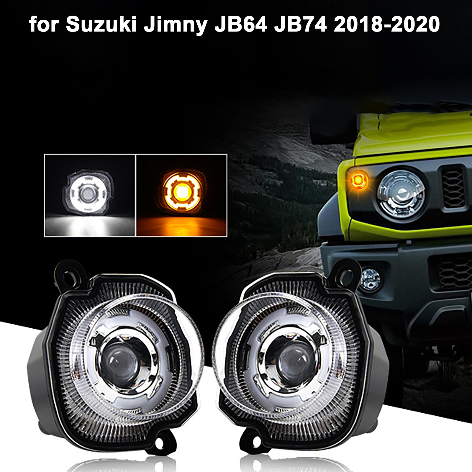 フロント LED フォグライトターンシグナルライトラウンドデイタイムランニングライトスズキジムニー JB64 Jb74 2018-2020