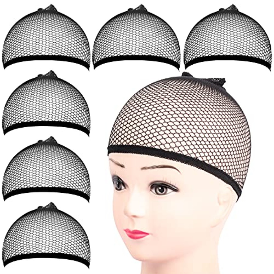 ウィッグキャップ6個、メッシュウィッグキャップネット6個、クローズドエンドヘアメッシュネット、女性、男性用ライナーウィッグキャップ、ハロウィン用ウィッグキャップ、Cospl