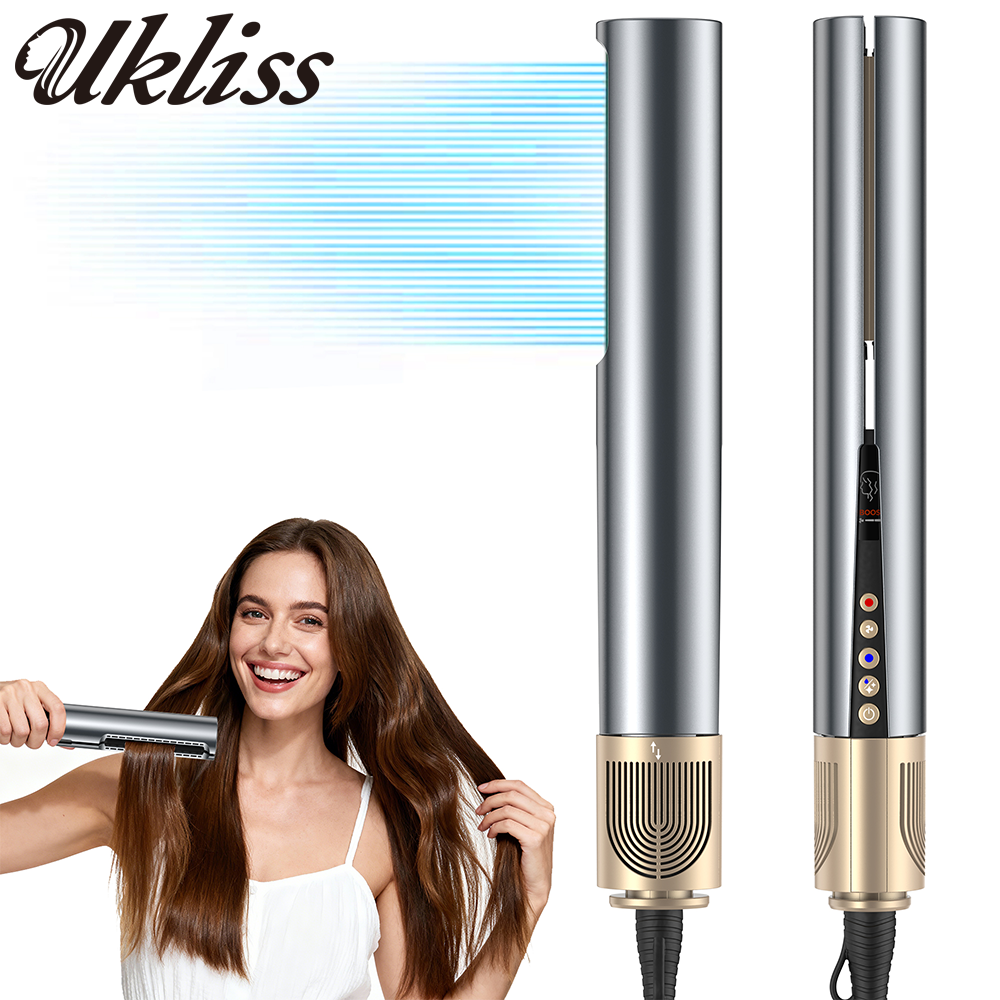 UKLISS 熱風ストレートナー 1500W イオンエアストレートナー 熱風と冷風を搭載、熱によるダメージなし、濡れた髪と乾いた髪に