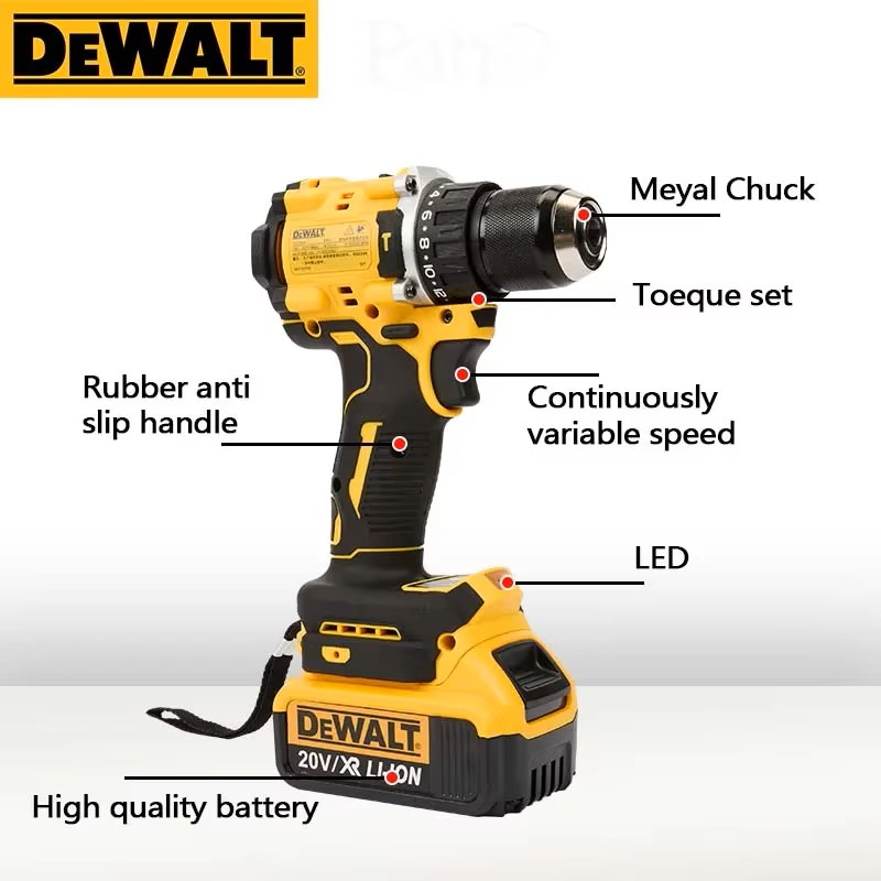 新しい 2026 DEWALT DCD805 ハンドインパクトドリル、20 V リチウムコードレス、ブラシレス電源、可変速度制御、軽量家庭用ツール