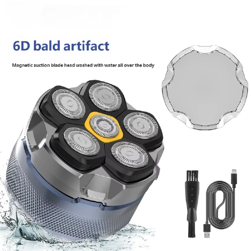 HOMEFISH 電動ヘッドシェーバー ハゲ男性用 6D 磁気カミソリ ヘアトリマー 充電式 LED 防水 顔のヘアカット