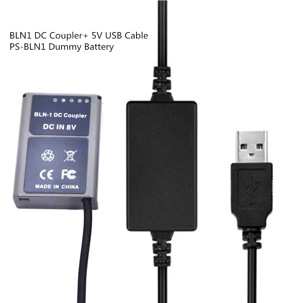 PS-BLN1 BLN-1 BLN1 ダミーバッテリー DC カプラー 5V USB パワーバンクケーブル オリンパスデジタルカメラ OM-D E-M5 II 2 E-M1 PEN E-P5 用