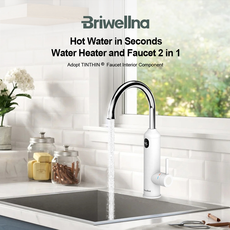 Briwellna 3.2KW インスタント間欠泉給湯器流れる蛇口 360 度回転冷温水タップタンクレス給湯器蛇口間欠泉
