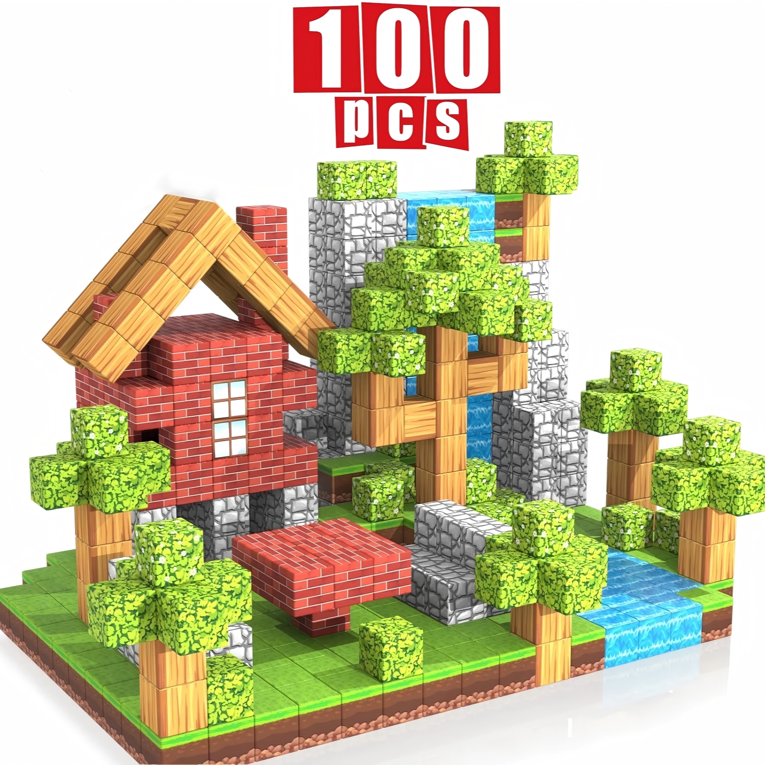 100 個磁気ブロック鉱山世界磁気建設セット女の子子供のおもちゃ年齢 3 DIY 幹モンテッソーリ感覚おもちゃ