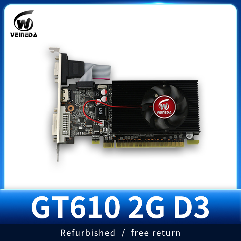 VEINEDA グラフィックカード GT610 2GB 64ビット DDR3 PCデスクトップ再生カード PCI E 2.0 コンピューターグラフィックカード nVIDIA Geforce対応