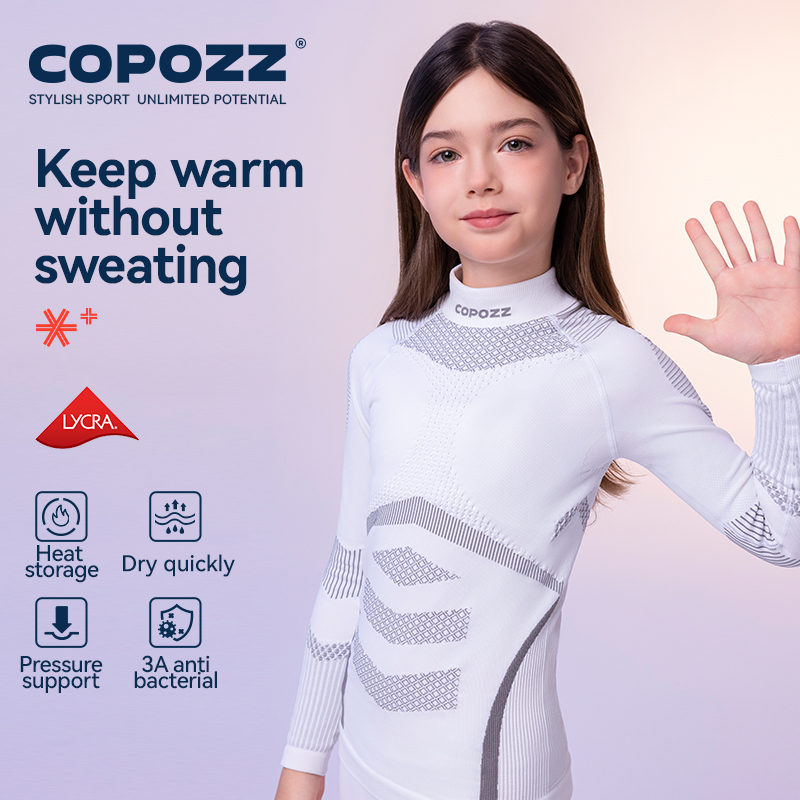 COPOZZ 温度ロック技術シームレススキーサーマル下着スーツ子供クイックドライ運動トラックスーツウィンタースポーツガールズボーイズ