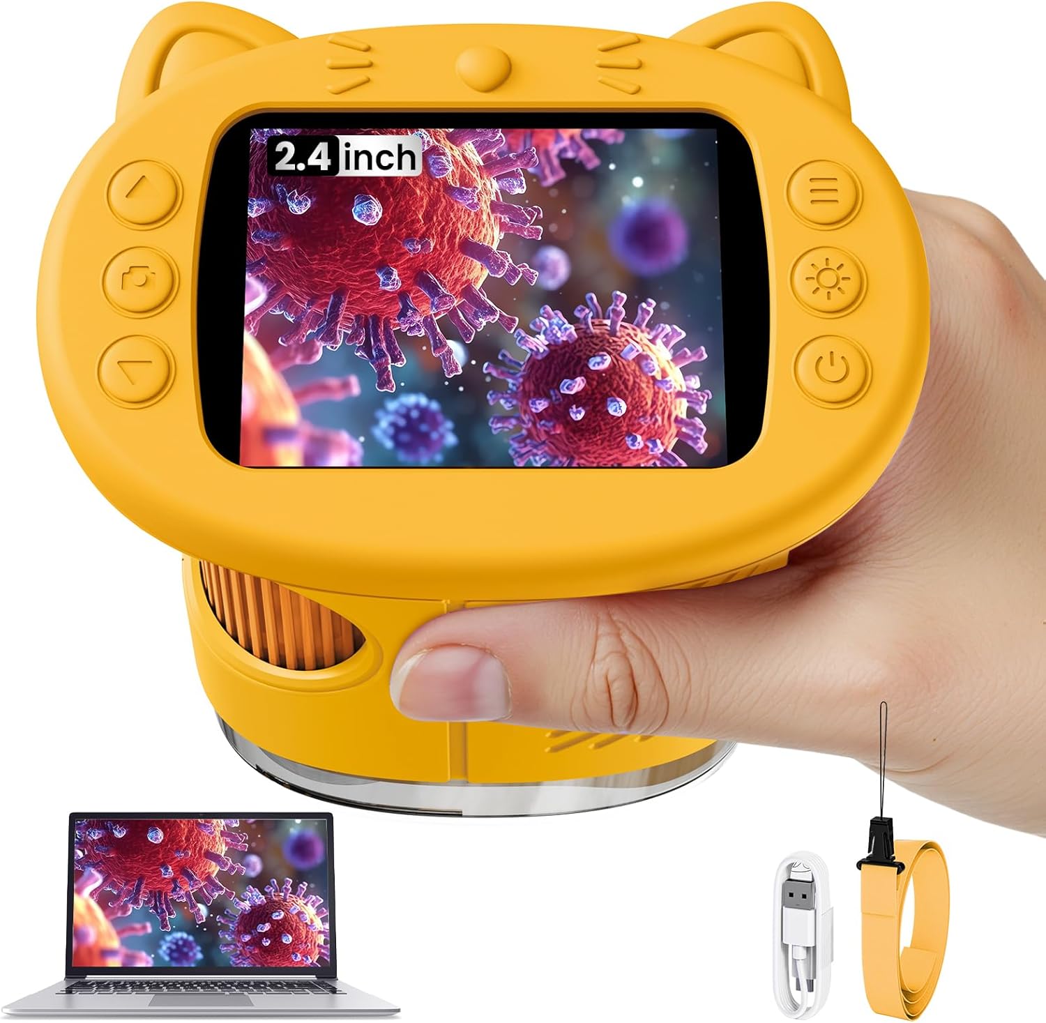 キッズ顕微鏡 500x 科学教育ハンドヘルド顕微鏡 2.4 インチポケット USB 顕微鏡 男の子と女の子への誕生日プレゼント