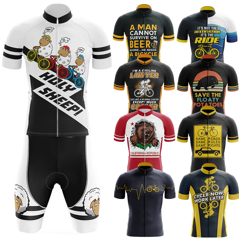 ふわふわポテトサイクリングジャージ服 Mtb 男性衣料品専門のシャツショーツ男性ジャンパー夏のバイクジャージよだれかけ