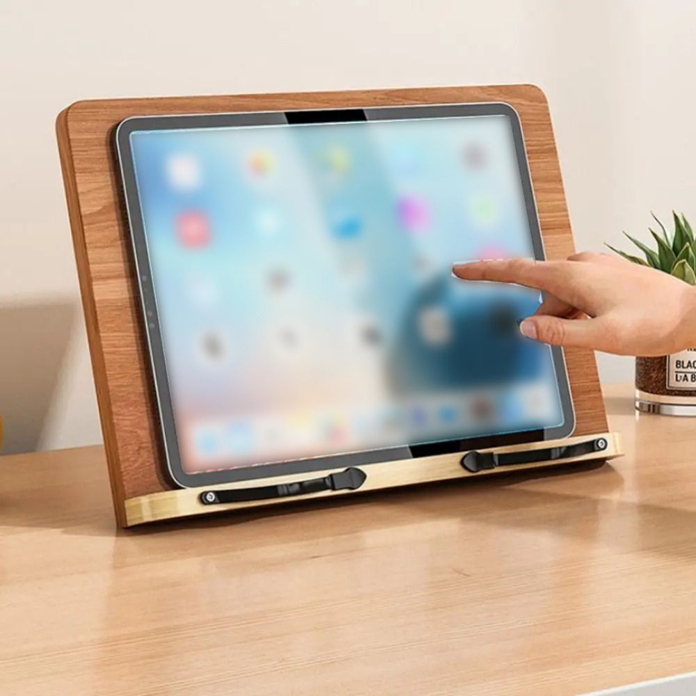 角度調整可能なブックホルダートレイ マルチポジションサポート クリップリーディングレスト付き タブレット 8 モード 折りたたみ式木製読書スタンド