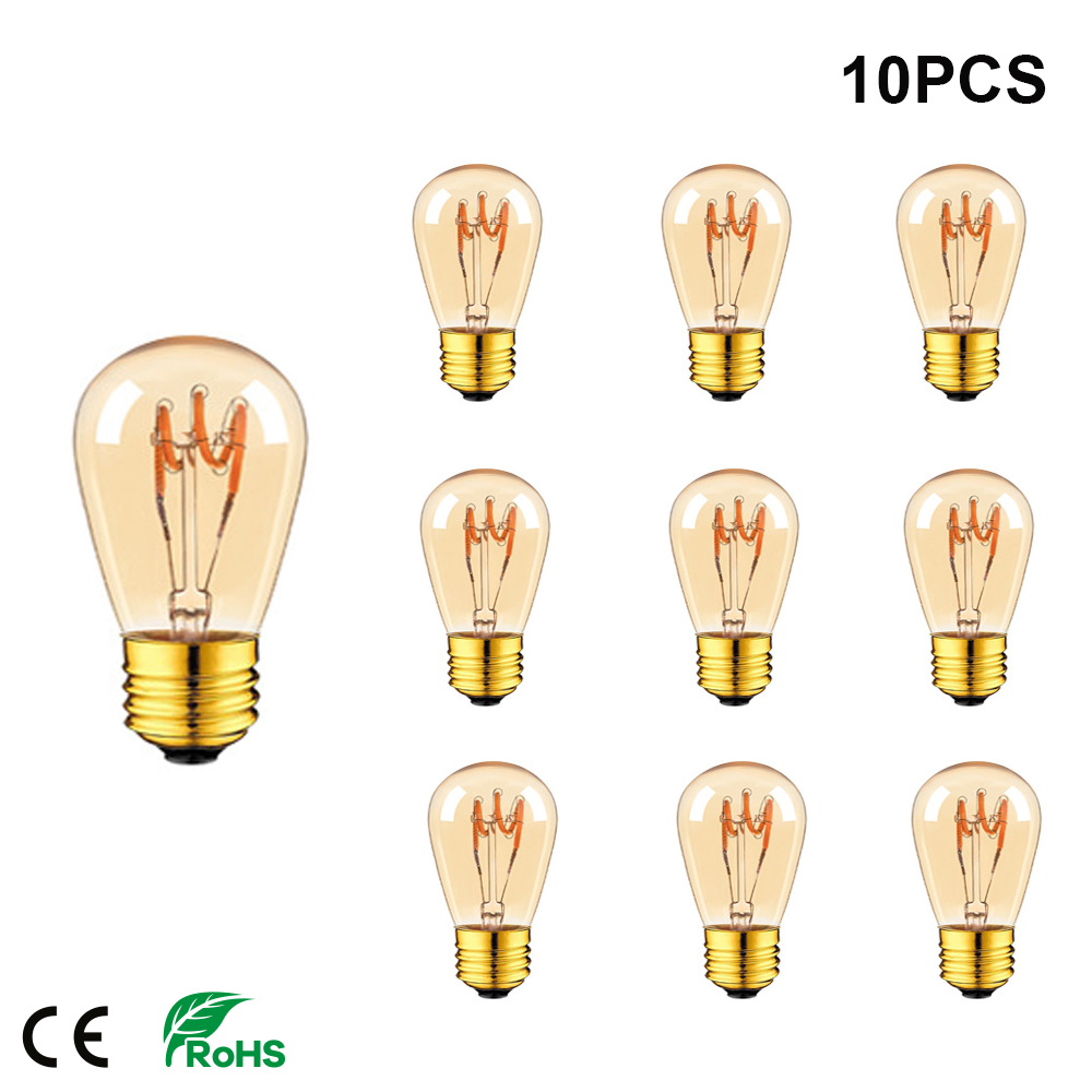 レトロ LED エジソン電球 E27 3 ワットゴールドスパイラルフィラメント ST45 調光可能なヴィンテージ LED 電球 S14 装飾白熱灯アンプル
