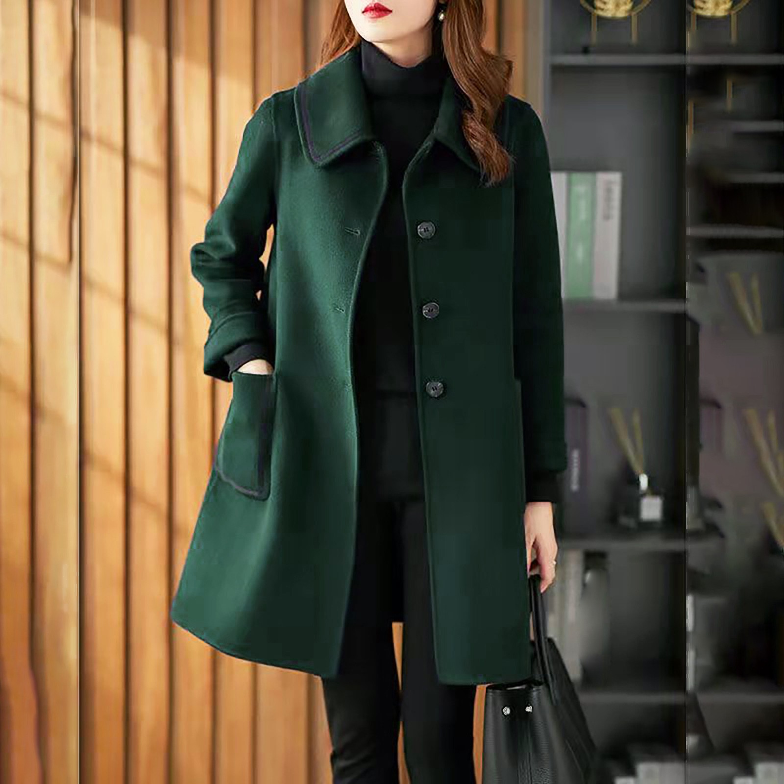 Office Ladies Temperament Women'S Coat Casual Design Sense Stand Collar Solid Overcoat Warm Windproof Jacket пальто женское