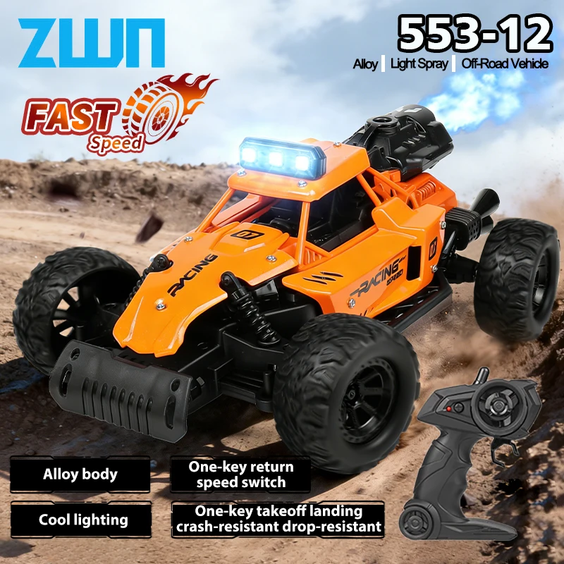 ZWN 1/18 2.4 グラム LED ライト付き RC カー 2WD 合金ライトスプレーオフロードリモートコントロール登山車両屋外車のおもちゃギフト子供のため
