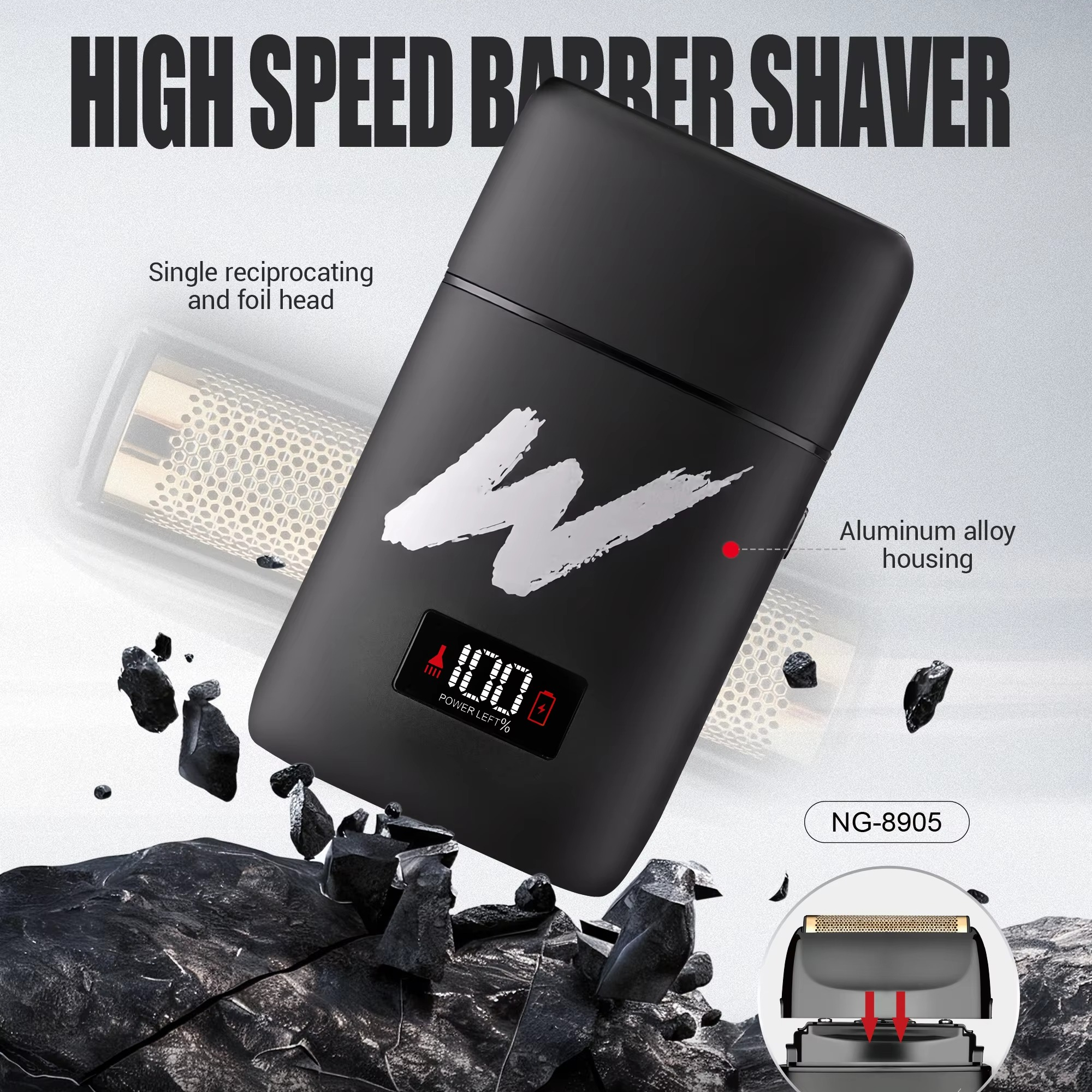 WMARK シェーバープロフェッショナルひげトリマー往復カミソリ充電式シェービングマシンデジタルディスプレイシェーバー男性用 NG-8905