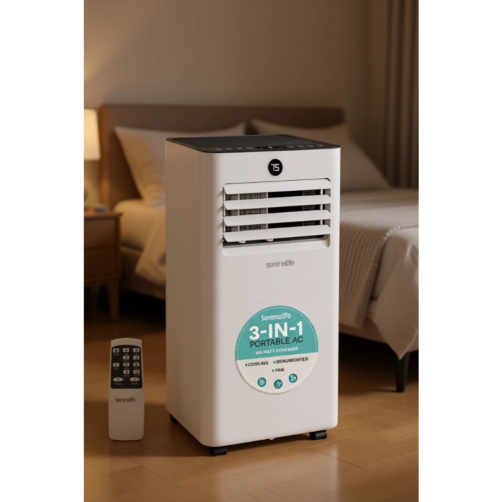 8000 BTU ポータブルエアコン、350 平方フィートをカバー、3-in-1 冷却除湿ファン、静かな動作、省エネ