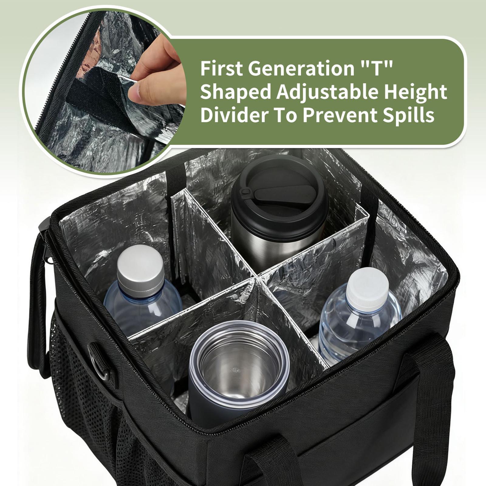 4 Cups Drink Carrier with Handle Portable with Pockets Tote Bag Carrying Case Coffee Cup Holder for Outdoor Picnics Delivery
